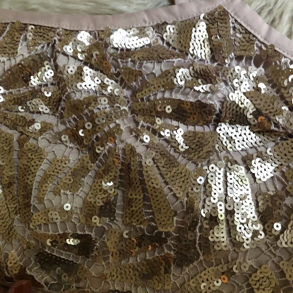 Forever 21 Rose Gold Sequin Rhinestone Crop Top | S - Picture 6 of 10